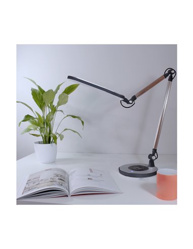 Flexo LED Yule con cargador wireless 10W 550Lm CCT - Negro