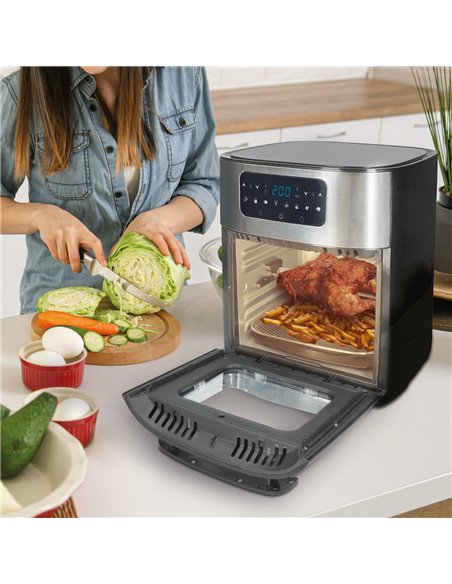 Friteuse à air de type four 10L Assane : Grande capacité, LED tactile et accessoires inclus