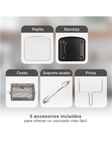 Friggitrice ad aria tipo forno 10L Assane: Grande capacità, schermo LED e accessori inclusi
