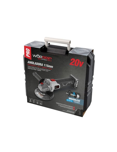 AMOLADORA PRO LITIO BRUSHLESS 115MM 20V WORGRIP SIN BATERÍA