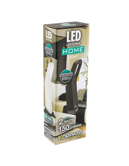 APLIQUE LED KORPASS RECARGABLE SENSOR 2W NEGRO