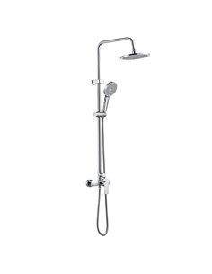 BARRA DE BAÑO CROMADA MONOMANDO CON ROCIADOR REDONDO