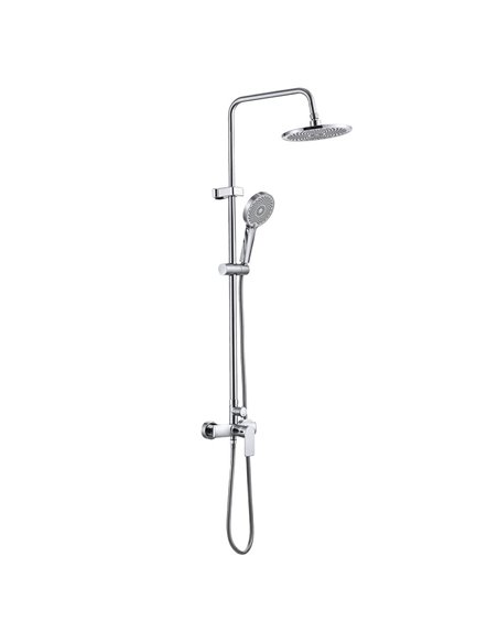 BARRA DE BAÑO CROMADA MONOMANDO CON ROCIADOR REDONDO