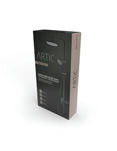 BARRA DE BAÑO NEGRA MONOMANDO CON ROCIADOR REDONDO 2