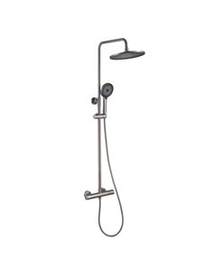 BARRA DE BAÑO TITANIO MATE TERMOSTÁTICO CON ROCIADOR REDONDO