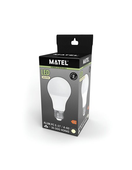 BOMBILLA LED ESTÁNDAR MATEL E27 12W NEUTRA