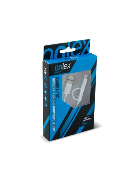 CABLE CARGADOR ONLEX IPHONE+ANDROID 2A 1M