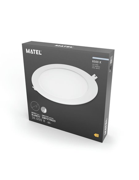 DOWNLIGHT LED MATEL PC BLANCO EMPOTRAR REDONDO 18W FRÍA