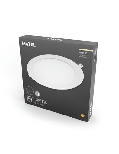 DOWNLIGHT LED MATEL PC BLANCO EMPOTRAR REDONDO 18W NEUTRA