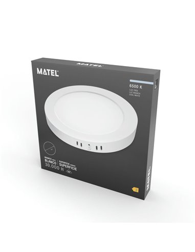 DOWNLIGHT LED MATEL PC BLANCO SUPERFICIE REDONDO 24W FRÍA