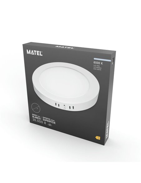 DOWNLIGHT LED MATEL PC BLANCO SUPERFICIE REDONDO 24W FRÍA