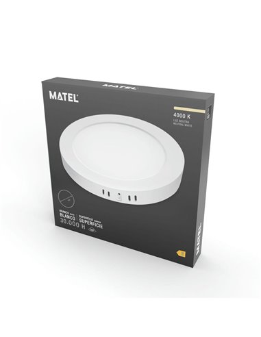 DOWNLIGHT LED MATEL PC BLANCO SUPERFICIE REDONDO 24W NEUTRA