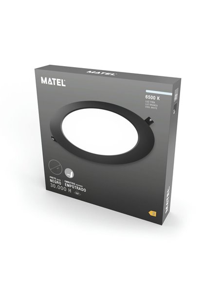 DOWNLIGHT LED REDONDO PC NEGRO 18W LUZ FRÍA