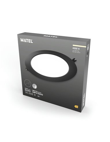 DOWNLIGHT LED REDONDO PC NEGRO 18W LUZ NEUTRA