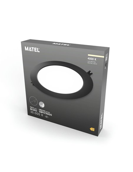 DOWNLIGHT LED REDONDO PC NEGRO 18W LUZ NEUTRA