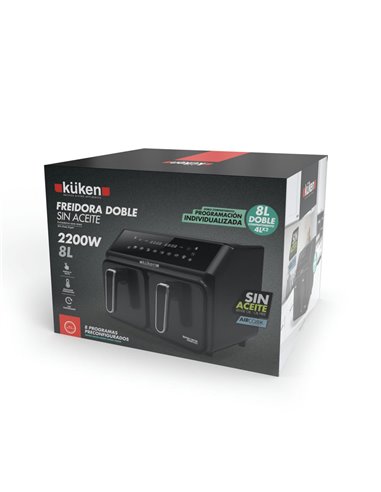 FREIDORA SIN ACEITE DOBLE DIGITAL KÜKEN 8 LITROS 2200W
