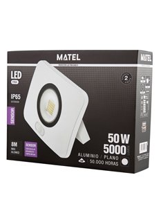 PROYECTOR LED MATEL BLANCO IP65 SENSOR 50W FRÍA 2