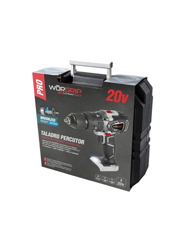 TALADRO PERCUTOR BRUSHLESS WORGRIP 20V SIN BATERÍA