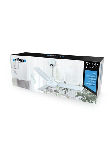VENTILADOR DE TECHO BLANCO 70W CON MANDO