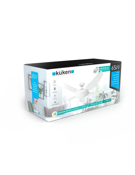 VENTILADOR DE TECHO LUZ LED KÜKEN BLANCO 65W