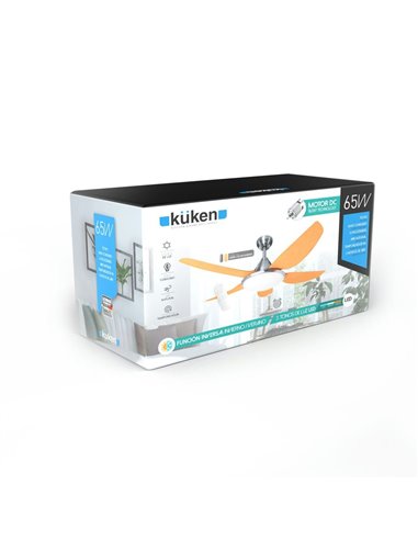 VENTILADOR DE TECHO LUZ LED KÜKEN CROMADO 65W