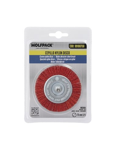 Cepillo Nylon Disco Ø 75 mm. 1/4". Lijar y Pulir Madera, Metal, Acero Inoxidable, Cepillo Taladro, Cepillo Pulir, Cepillo Lijar
