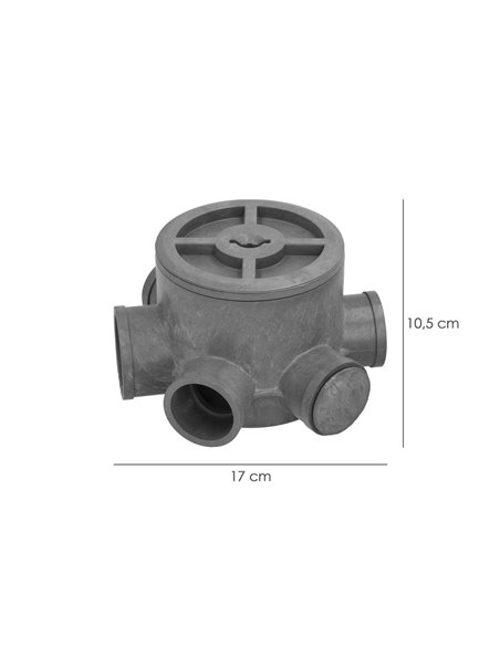 Bote Sifónico PVC Tuberias Ø 110 mm. Salidas Ø 50 y 40 mm. Altura 105 mm.