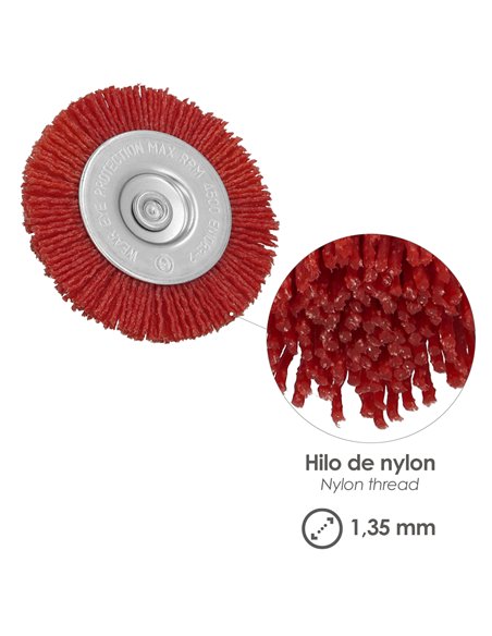 Cepillo Nylon Disco Ø100 mm. 1/4". Lijar y Pulir Madera, Metal, Acero Inoxidable, Cepillo Taladro, Cepillo Pulir, Cepillo Lijar