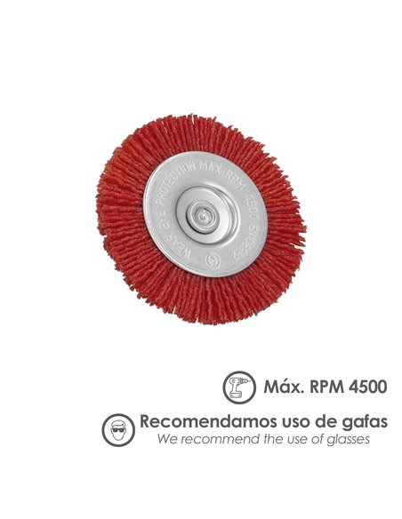 Cepillo Nylon Disco Ø100 mm. 1/4". Lijar y Pulir Madera, Metal, Acero Inoxidable, Cepillo Taladro, Cepillo Pulir, Cepillo Lijar