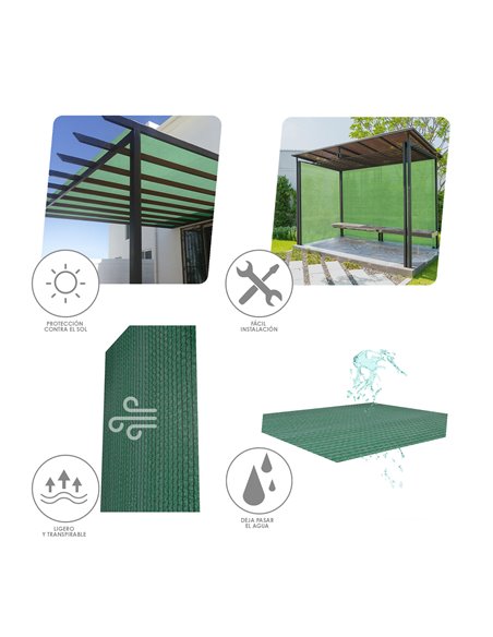 Malla Sombreo Rollo 1,0 x 10 Metros, Reduce Radiación, Protección Jardín y Terraza, Regula Temperatura, Color Verde Claro