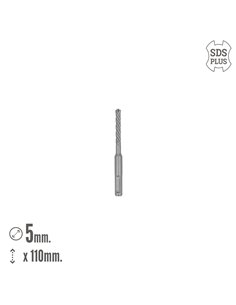 Broca Sds Plus 8 Filos Cortantes Especial Para Hormigon Armado Ø 5 x 110 mm. Broca Paredes, Broca Cimientos, Broca Muros 2