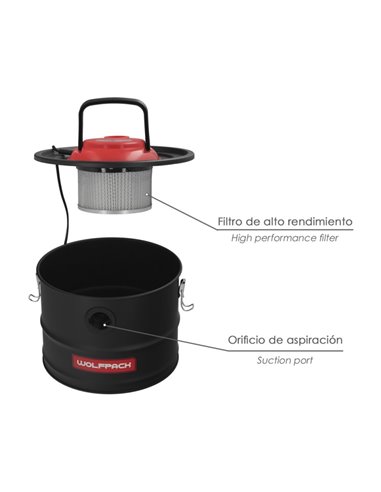 Aspirador Cenizas Wolfpack 1200 Watt. 15 Litros
