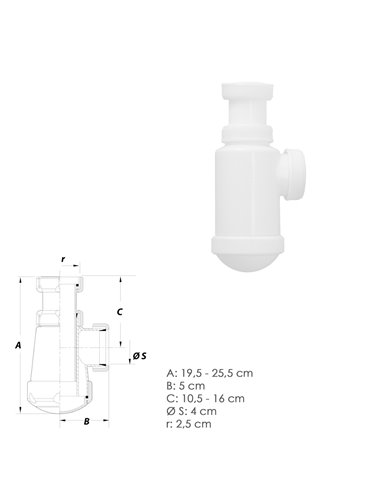 Sifon Botella Extensible  1 1/2  Tuerca Loca