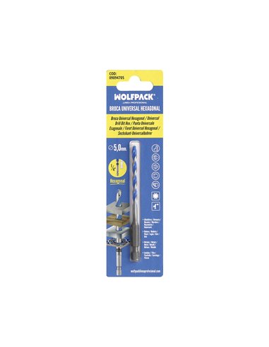 Broca Universal Hexagonal  Ø 5,0 mm. (Blister 1 pieza)