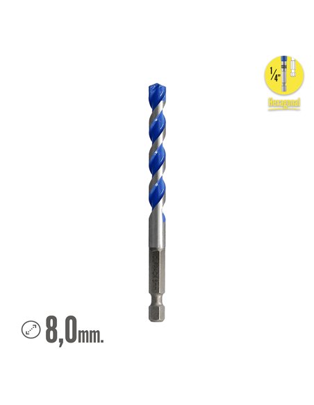 Broca Universal Hexagonal  Ø 8,0 mm. (Blister 1 pieza)