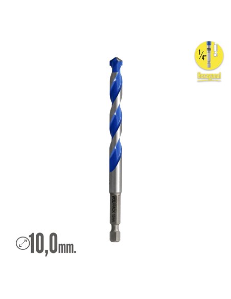 Broca Universal Hexagonal  Ø 10,0 mm. (Blister 1 pieza)