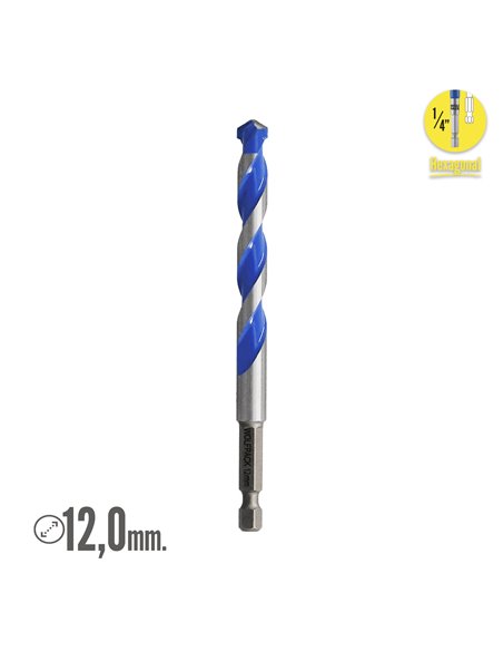 Broca Universal Hexagonal  Ø 12,0 mm. (Blister 1 pieza)