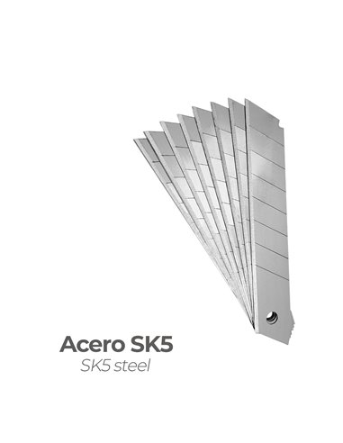 Hoja Cutter 18 mm. (Estuche 10 Piezas) Acero Sk5