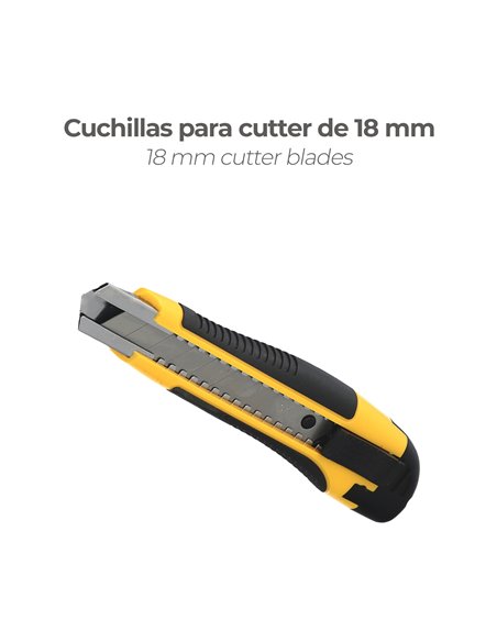 Hoja Cutter 18 mm. (Estuche 10 Piezas) Acero al Carbono.