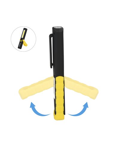 Linterna LED Multifunción Tipo Boligrafo Recargable (900 mAh) 200 Lumenes Con Iman, Gancho y Soporte Ajustable.