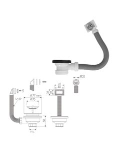 Valvula Fregadero  Ø70 mm. 1 1/2" Con Rebosadero 2
