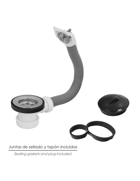 Valvula Fregadero  Ø70 mm. 1 1/2" Con Rebosadero