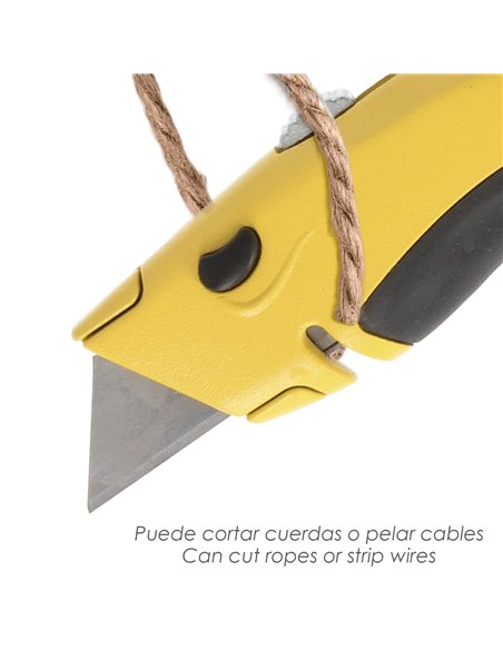 Cuchillo Con Hoja Retractil De 20 mm. Cambio Hoja Rápido Carcasa De Aluminio Agarre Engomado. Uso Profesional