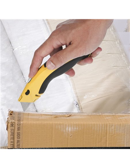 Cuchillo Con Hoja Retractil De 20 mm. Cambio Hoja Rápido Carcasa De Aluminio Agarre Engomado. Uso Profesional