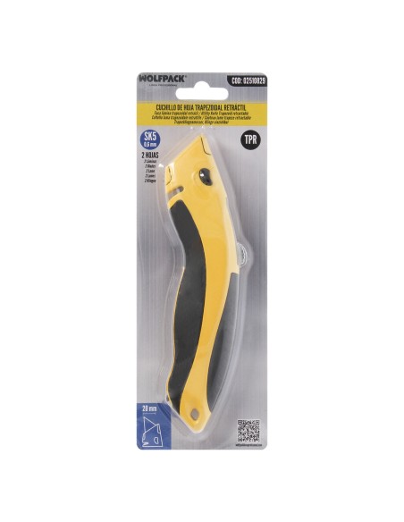 Cuchillo Con Hoja Retractil De 20 mm. Cambio Hoja Rápido Carcasa De Aluminio Agarre Engomado. Uso Profesional