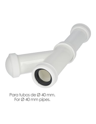 Sifon y Griega Extensible 1-1/2" Salida de Ø 40 mm. Tubo Liso