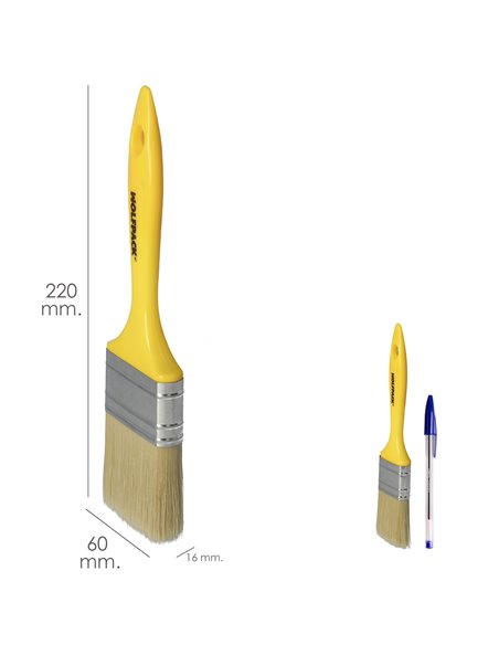 Paletina Profesional Cerda Blanca Ancho 60 mm. Cerdas Naturales Mango Plastico Ergonomico, Brocha Pintor, Pincel Pintura