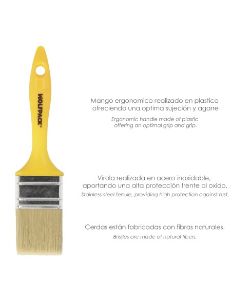 Paletina Profesional Cerda Blanca Ancho 60 mm. Cerdas Naturales Mango Plastico Ergonomico, Brocha Pintor, Pincel Pintura