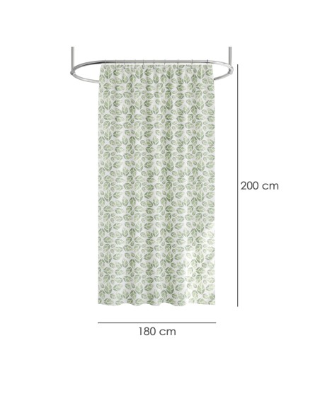 Cortina Ducha Hojas Verdes 180x200 cm. Impermeable
