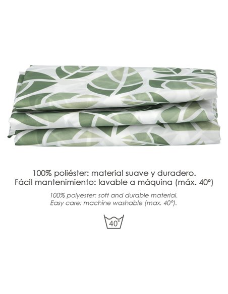 Cortina Ducha Hojas Verdes 180x200 cm. Impermeable